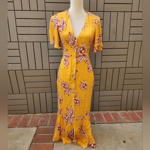 Somedays Lovin Yellow Floral Midi Dress